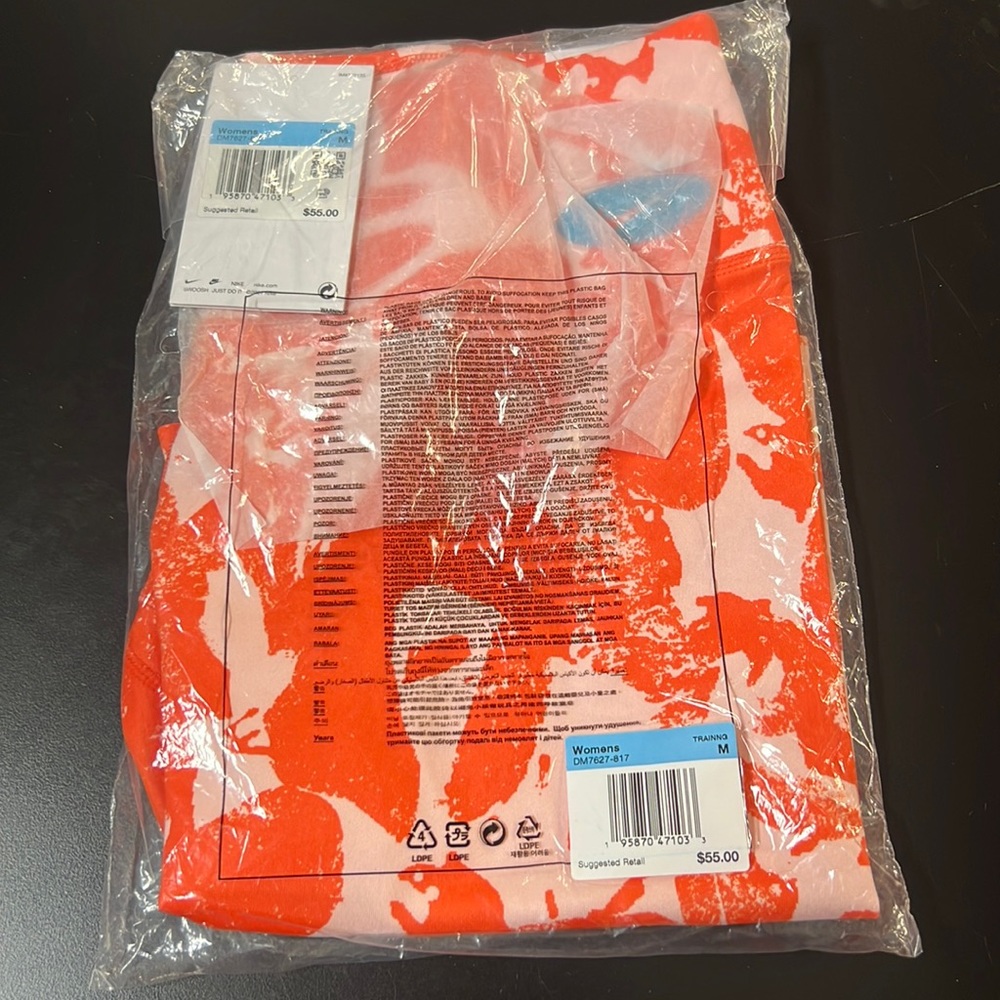 New Nike Women's One Luxe Icon Clash Training Bike Shorts Orange Medium - Picture 2 of 12